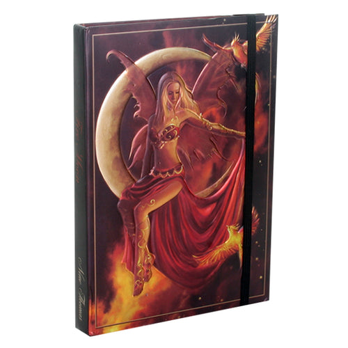 Journal. Red. Fire Moon. Embossed