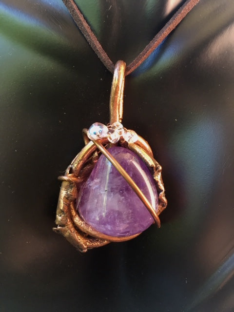 Necklace Slide. Amethyst (polished) in Copper