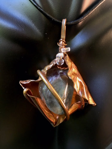 Necklace Slide. Fluorite (polished) in Copper