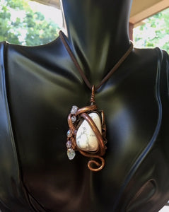 Necklace Slide. Howlite (polished) in Copper