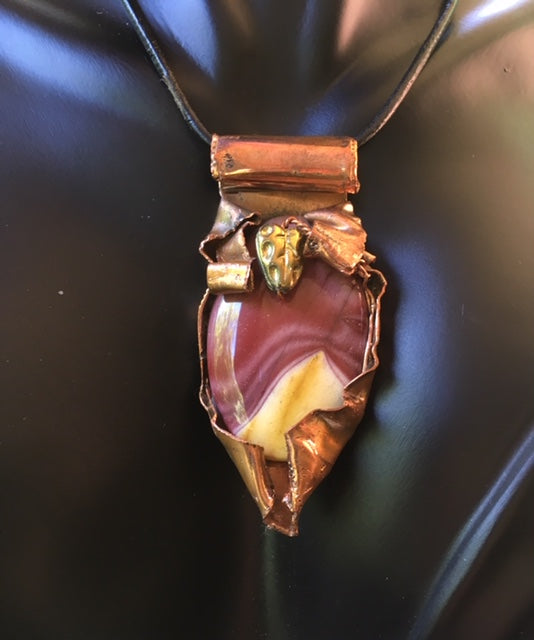 Necklace Slide.  Mookaite (polished) in Copper