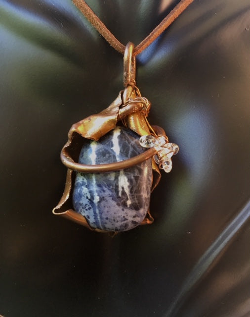 Necklace Slide. Sodalite (polished) in Copper