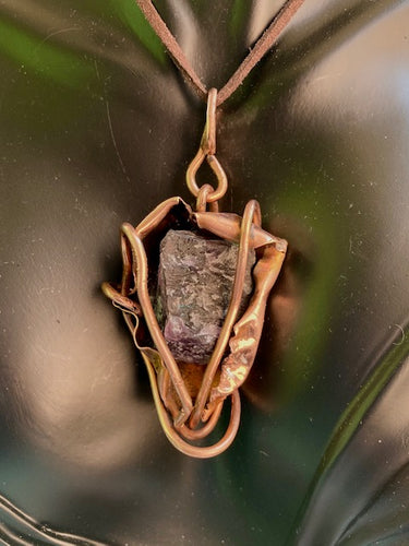 Necklace Slide. Amethyst (raw) in Copper