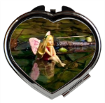 Compact Mirror. Heart-shaped 