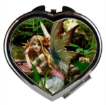 Compact Mirror. Heart-shaped. 