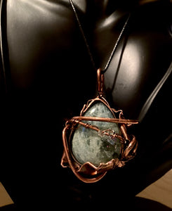 Necklace Slide. Aquamarine (polished) in Copper