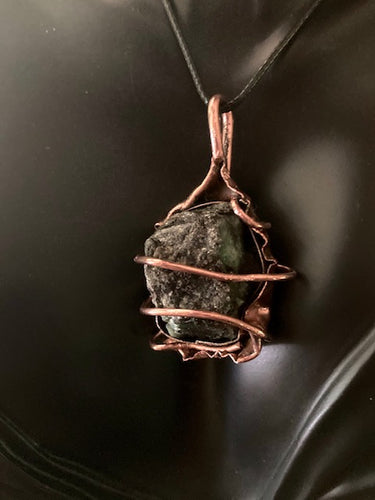 Necklace Slide. Nephrite Jade (raw) in Copper