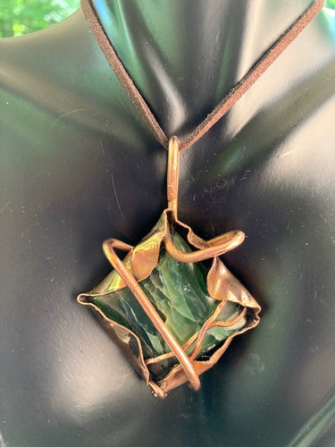 Necklace Slide. Jade (polished) in Copper