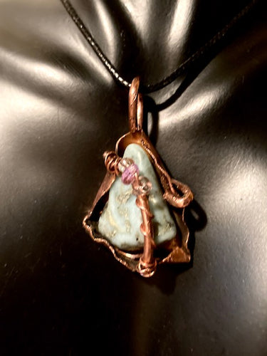 Necklace Slide. Larimar (polished) in Copper