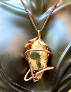Necklace Slide. Serpentine (polished) in Copper