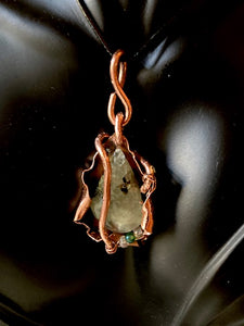 Necklace Slide. Prehnite (polished) in Copper