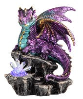 Dragon.  Purple. Lounging w/crystal.  LED