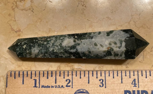 Crystal Massage Wand. Moss Agate. Two-point
